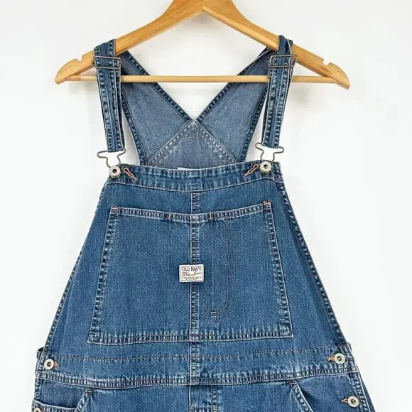 VTG 2003 Old Navy Cropped Bib Denim Overalls Women XL Y2K Grunge Loose Carpenter - Picture 2 of 12